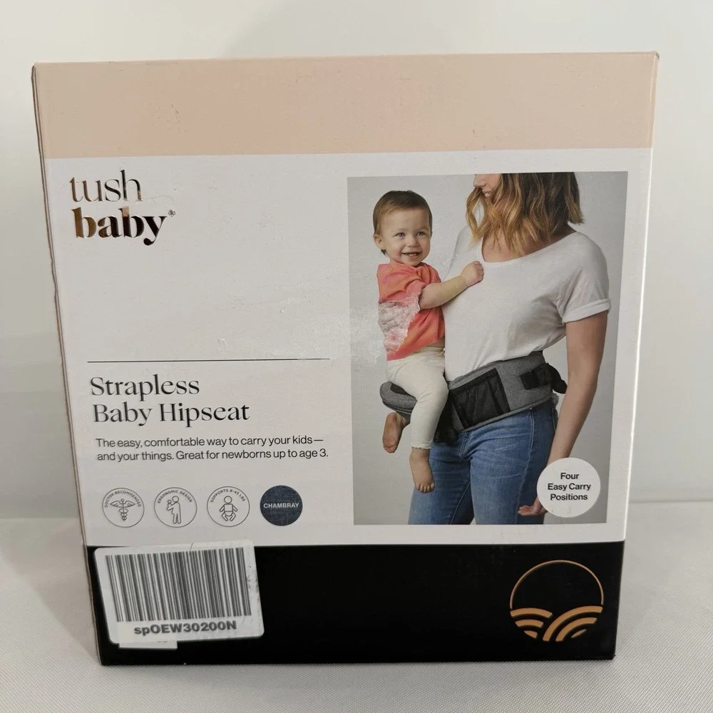 Tushbaby Strapless Baby Hip Seat Hipseat Chambray – Brand New Open Box